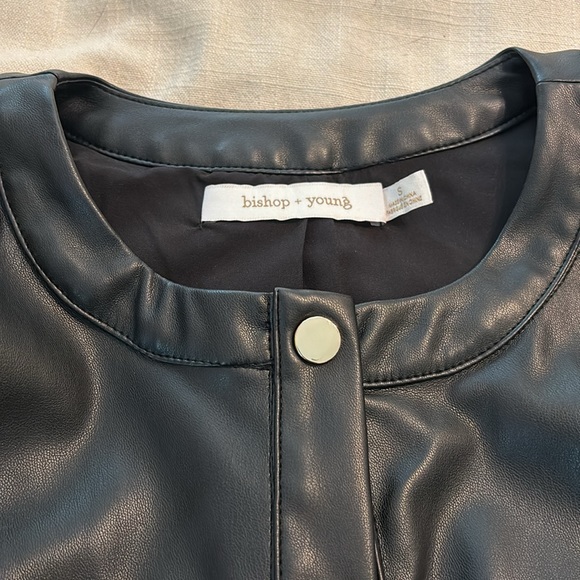Pleather Collarless Jacket - Picture 2 of 3